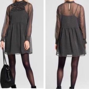 Black polka dot dress Victorian retro dress